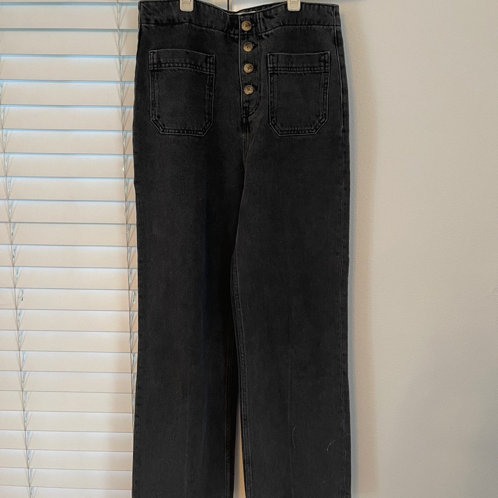 Reformation - wide leg button up denim jeans